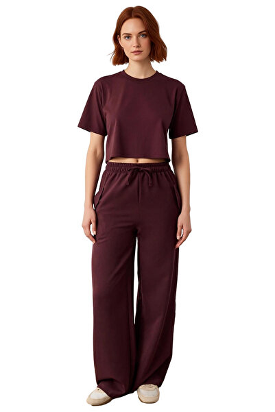 PayBuy Women's Plum Wide-Leg Pants Functional Durable Quality Comfortable for Daily Use