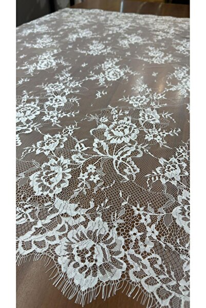 VENÜS MODA by Pınar Off-White Lez Lace 1 Meter Wedding Dress, Veil, Gloves Lace Width 1.5 Meters