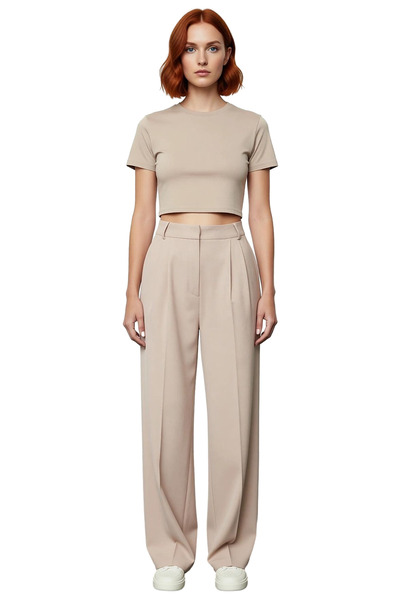 PayBuy Women's Wide Leg Belted Woven Trousers Functional Durable Quality Comfortable Aesthetic Stylish