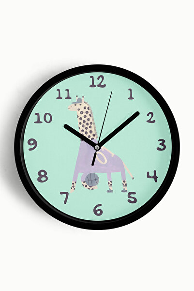 JHAAR Ceas de perete pentru camera copiilor cu girafa care joaca baschetul - ...