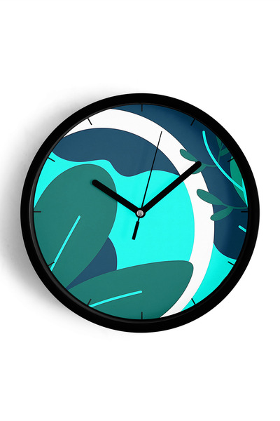 JHAAR ساعة حائط بتصميم عصري - 30 سم - هيكل أسود مع زجاج أمامي - آلية صامتة