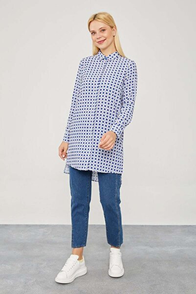 Levidor Τουνίκ με τετράγωνο σχέδιο μπλε κοβαλτίου