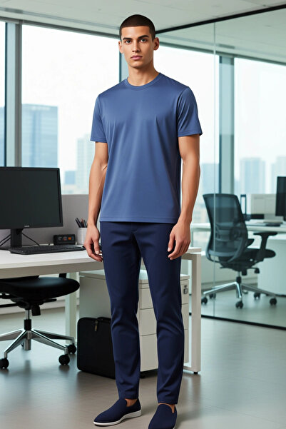 PayBuy Men's Dark Brown Plain Textured Regular Fit Trousers Functional Durable Quality Comfortable Stylish