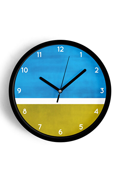 JHAAR Ceas de perete cu design modern - 42 cm - Carcasă neagră cu sticlă fron...