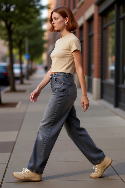 PayBuy Anthracite Low Waist Wide Leg Denim Pants Women's Functional Durable Quality Comfortable