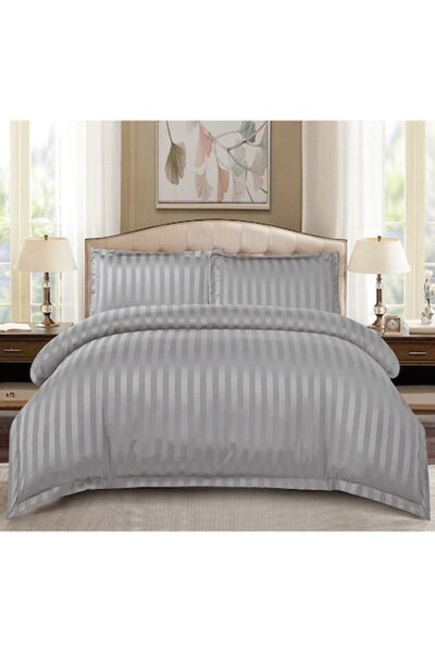 MHR Damask bed linen 2 people 4 pieces Light gray 180x200/200x230 cm