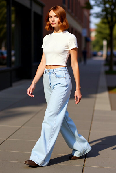 PayBuy Women's Open Stitch Detailed Loose Fit Jean Pants Functional Durable Quality Comfortable Stylish