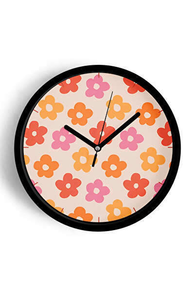 JHAAR Ceas de perete modern cu tematică florală colorată abstractă - 25 cm - ...