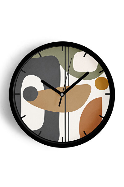 JHAAR Abstract - Ceas de perete modern boem - 30cm - Carcasă neagră cu sticlă...