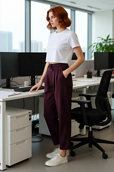 PayBuy Women's Khaki High Waist Harem Cut Lace-Up Pants Functional Durable Quality Aesthetic