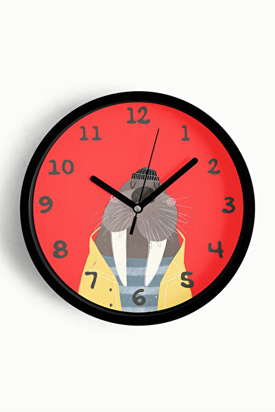 JHAAR Ceas de perete drăguț pentru camera copiilor Mors - 35cm - Carcasă neag...