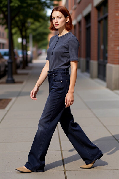 PayBuy Pantaloni de damă din bumbac regenerativ cu picioare largi, funcțional...