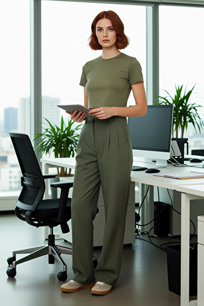 PayBuy Women's Straight Cut High Waist Woven Fabric Pants Functional Durable Quality Comfortable Stylish