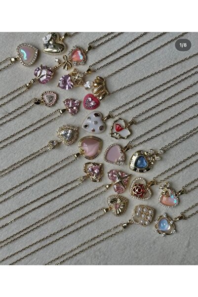 Kokoş Çelik kolye pembe ve yıldız detay