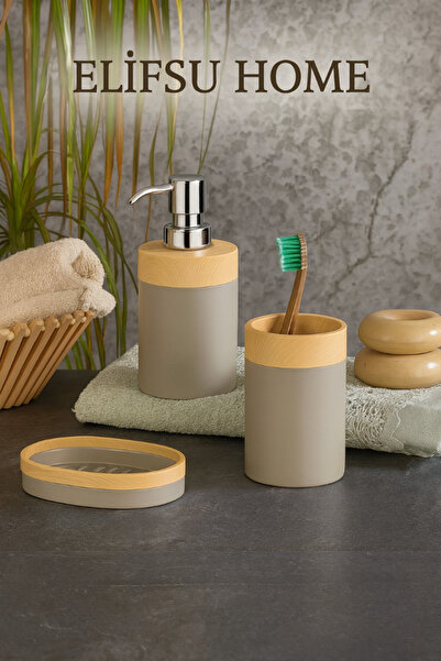 ELİFSU HOME Bamboo Look 3-Piece Bathroom Set