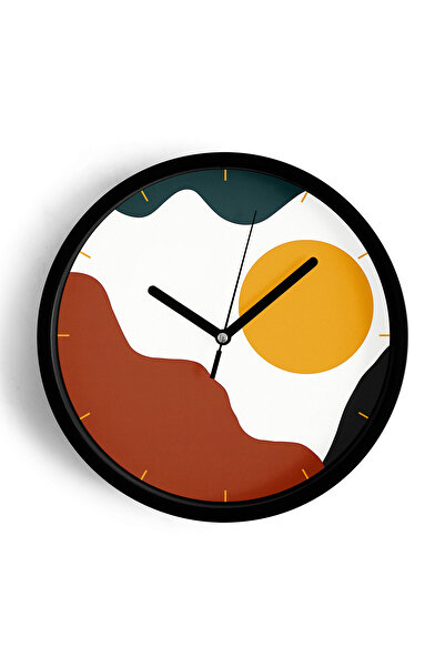 JHAAR ساعة حائط بتصميم عصري - 25 سم - هيكل أسود مع واجهة زجاجية - آلية صامتة