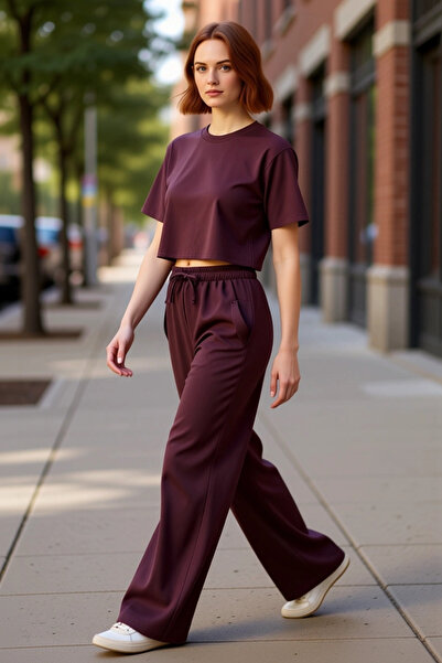 PayBuy Women's Plum Wide-Leg Pants Functional Durable Quality Comfortable for Daily Use