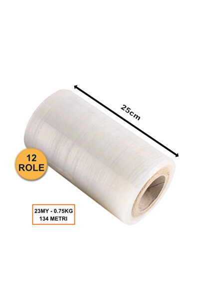 OEM Set of 12 Rolls Transparent Stretch Film, 250 mm, 23 µm, 0.75 kg, 134 ml