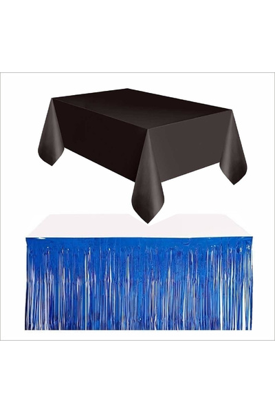 ZENVİVA Black Tablecloth, Navy Blue Table Skirt