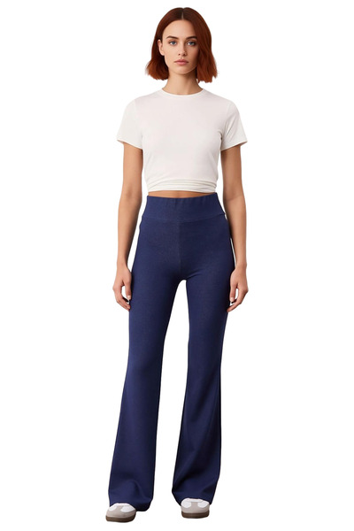 PayBuy Women's Denim Look Wideleg Stretchy Knitted Pants Functional Durable Quality Comfortable Stylish