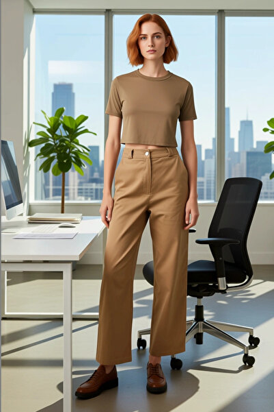 PayBuy Women's Velvet High Waist Straight Cut Trousers Functional Durable Quality Comfortable Aesthetic