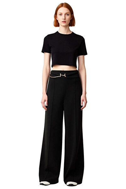 PayBuy Women's Buckle Detailed Wideleg Knitted Trousers Functional Durable Quality Comfortable Aesthetic Stylish