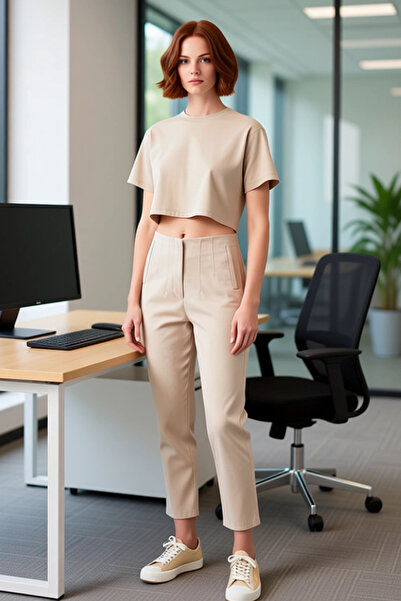 PayBuy Women's Cigarette Cut High Waist Pleated Woven Pants Functional Durable Quality Stylish