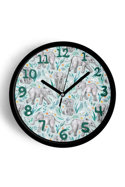 JHAAR Ceas de perete modern pentru camera copiilor cu tematică elefant drăguț...
