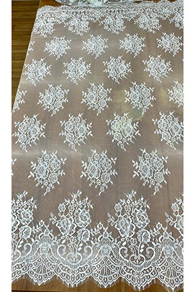 VENÜS MODA by Pınar Off-White Lez Lace 1 Meter Wedding Dress, Veil, Gloves Lace Width 1.5 Meters