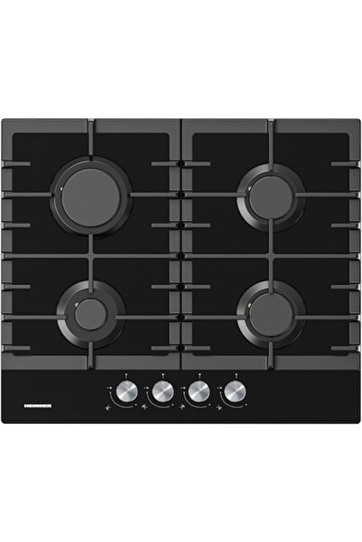 Heinner HBH-M421IRFGBK Built-in Gas Hob, 4 Burners, Cast Iron Grates, Electric Ignition, 60 cm, Blac