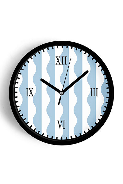 JHAAR ساعة حائط حديثة - 25 سم - هيكل أسود مع واجهة زجاجية - آلية صامتة