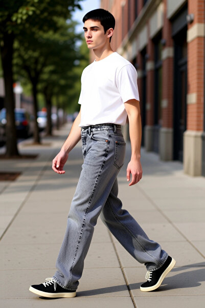 PayBuy Men's Loose Fit Denim Pants Regular Waist Functional Durable Quality Comfortable Aesthetic Stylish