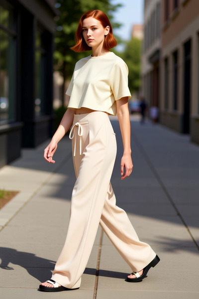 PayBuy Women's Wide Leg Pleated Knitted Pants Functional Durable Quality Comfortable Aesthetic Sports