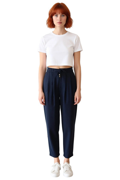 PayBuy Women's Khaki High Waist Harem Cut Lace-Up Pants Functional Durable Quality Aesthetic