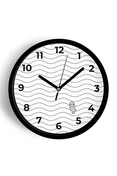 JHAAR Ceas de perete cu design modern - 30 cm - Carcasă neagră cu sticlă fron...