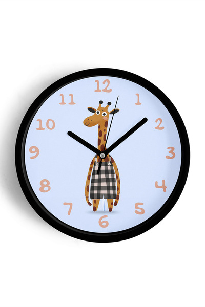 JHAAR Ceas de perete pentru camera copiilor cu ilustrație cu girafă drăguță -...