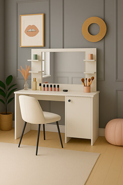 Bladimo Lima Makyaj Masası Aynalı , Dolaplı