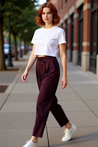 PayBuy Women's Khaki High Waist Harem Cut Lace-Up Pants Functional Durable Quality Aesthetic