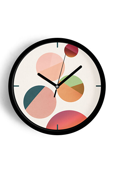 JHAAR ساعة حائط حديثة بتصميم هندسي - 25 سم - هيكل أسود مع واجهة زجاجية - آلية...