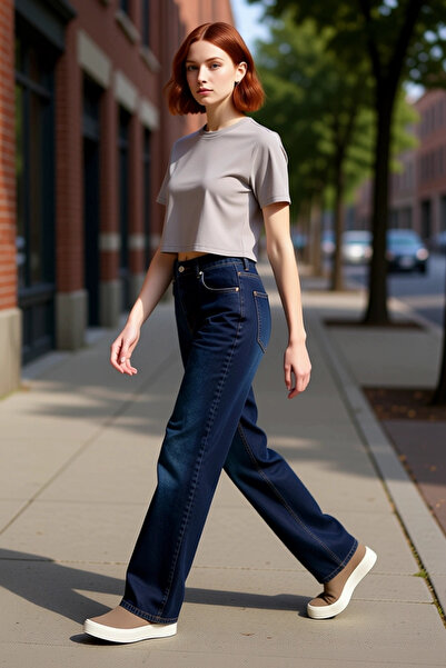 PayBuy Pantaloni de damă Light talie înaltă Straight croială Denim Funcțional...