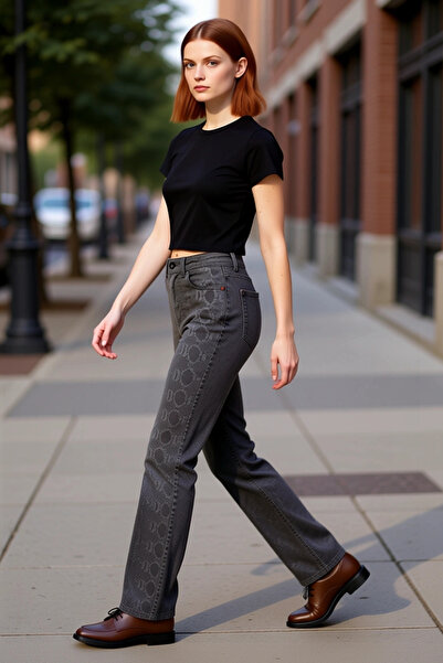 PayBuy Women Snake Pattern Flare Jean Pants Regular Waist Stretchy Fabric Functional Durable Comfortable