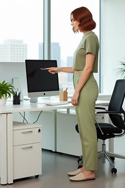 PayBuy Women's High Waist Straight Cut Ribbed Detailed Woven Trousers Functional Durable Quality Stylish