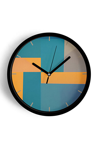 JHAAR ساعة حائط بتصميم عصري - 42 سم - هيكل أسود مع زجاج أمامي - آلية صامتة