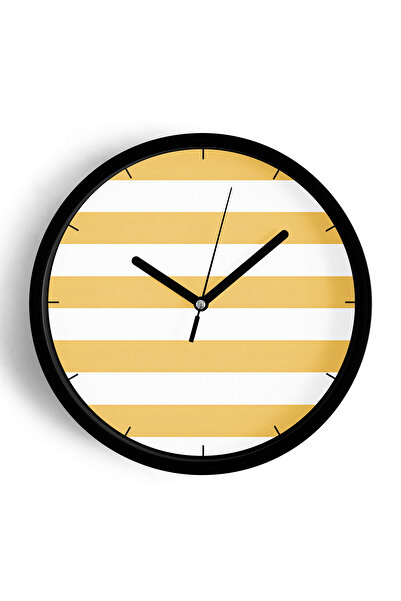 JHAAR ساعة حائط بتصميم عصري مخطط - 35 سم - هيكل أسود مع واجهة زجاجية - آلية ص...