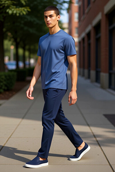 PayBuy Men's Dark Brown Plain Textured Regular Fit Trousers Functional Durable Quality Comfortable Stylish