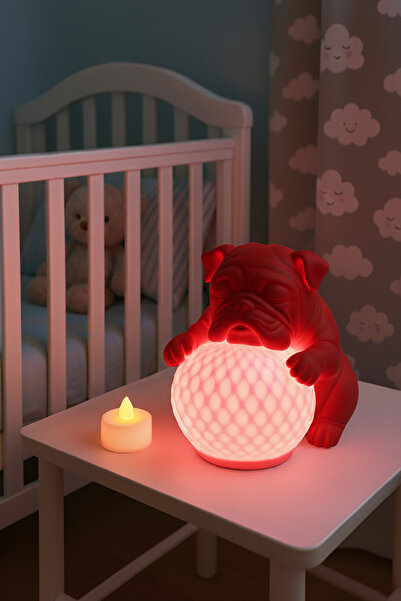Lasirius Çocuk Bebek Odası Bulldog Dekoratif LED Gece Lambası Abajur Kablosuz...