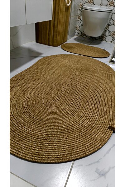 Halise Home Jute Wicker Large Size 2-Piece Bath Mat Set, 70X120 / 40X60 Bath Set