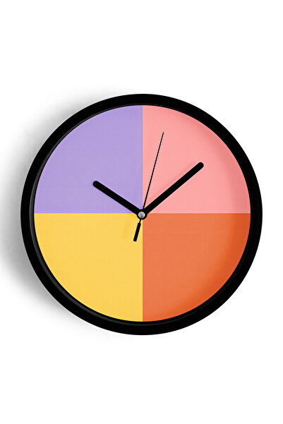 JHAAR Ceas de perete cu design modern - 25 cm - Carcasă neagră cu sticlă fron...