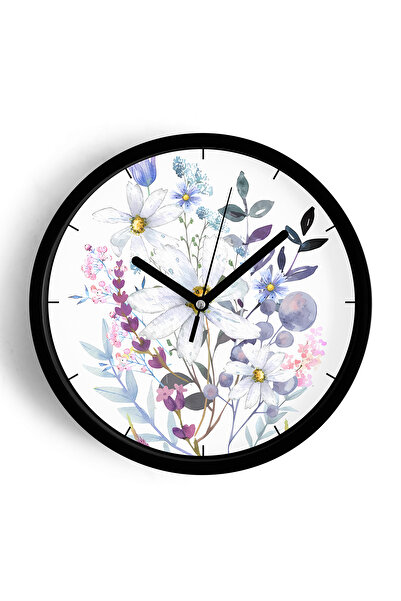 JHAAR Ceas de perete modern cu tematică florală colorată abstractă - 35 cm - ...