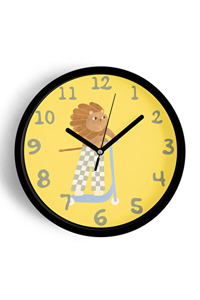 JHAAR Ceas de perete modern pentru camera copiilor cu leu pe skateboard - 42 ...